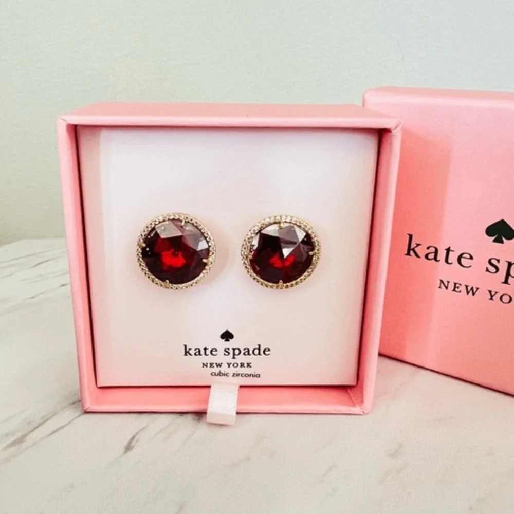 KATE SPADE NEW YORK she has spark halo studs earrings, Fuchsia/Purple,‎ NWT - Picture 9 of 12